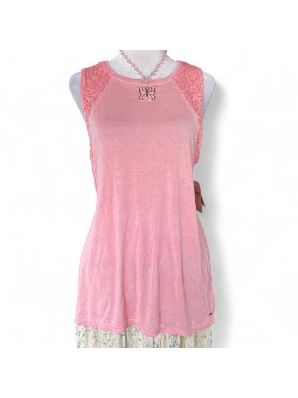 American Eagle Outfitters soft pink tank top with lacy details